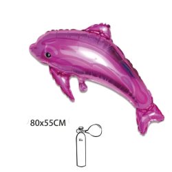 Fólia lufi, nagyforma, delfin, rózsaszín, 80*55 cm, csomagolt