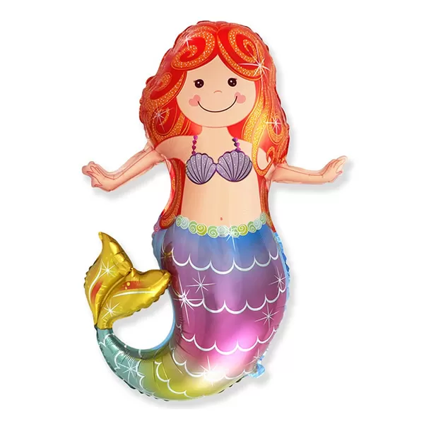 Fólia lufi, nagyforma, sellő lányka, kb. 85cm