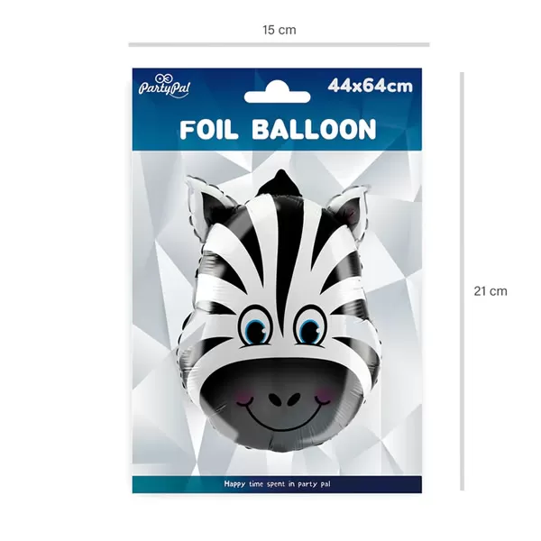 Fólia lufi, nagyforma, zebra fej, 44 x 64 cm