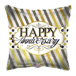 Fólia lufi, párna, Happy Anniversary, arany-fehér 46 cm