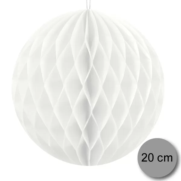 Gömb lampion 20 cm,  fehér