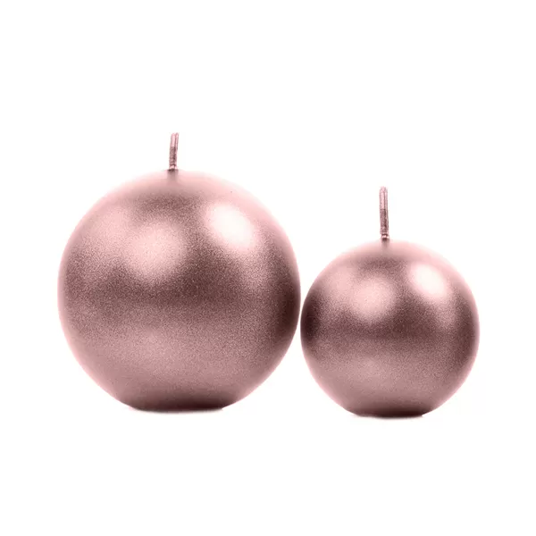 Gyertya, rosegold, gömb, 6cm átmérő