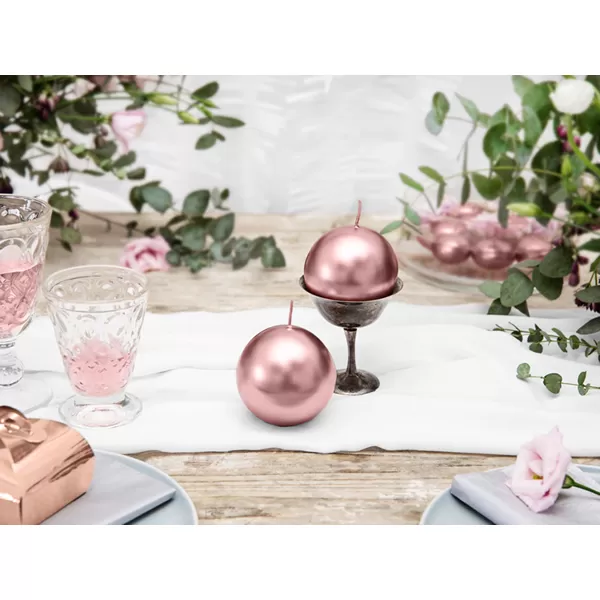 Gyertya, rosegold, gömb, 6cm átmérő