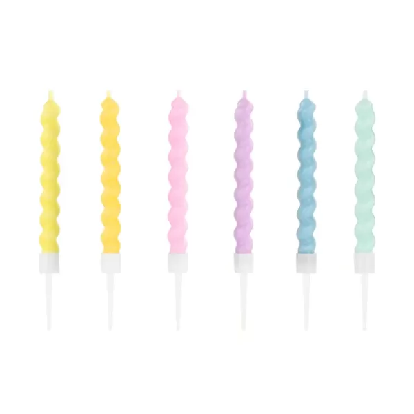 Gyertya,csavart, pasztel, 8,5 cm, 6 db/cs