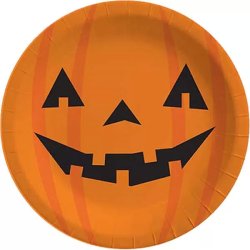 Halloween tökös papír tányér, 23 cm, 8 db/cs