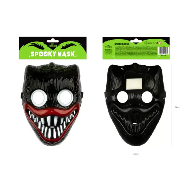 Hallowen álarc, fogakkal, műanyag, fekete