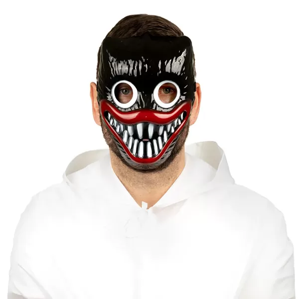 Hallowen álarc, fogakkal, műanyag, fekete