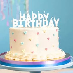 Happy Birthday fehér betűk, gyertya, 2,5 cm