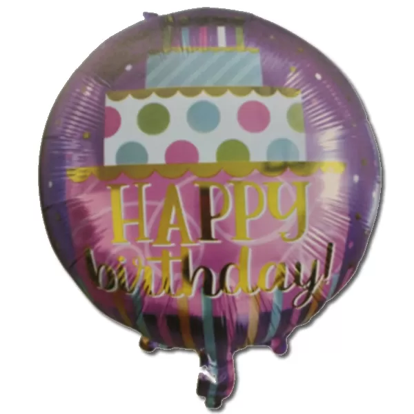 Happy Birthday, tortás, lila, fólia lufi, 18