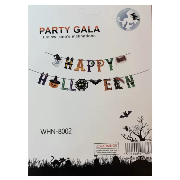 Happy Halloween betű fűzér - szellemmel