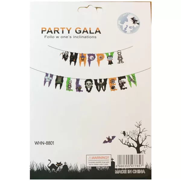 Happy Halloween figurás, papír  fűzér 3 m