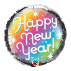 Happy New Year, prizma, fólia lufi 45cm