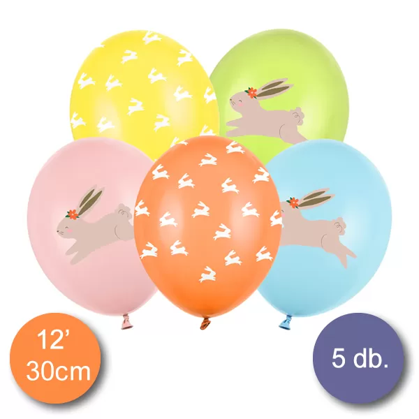 Húsvéti nyuszis latex léggömb, 30cm, 5 db/cs
