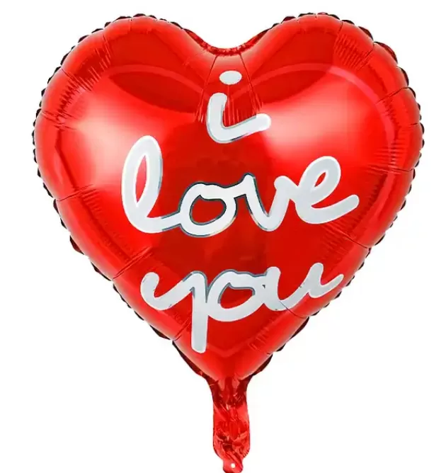 I Love You, szív, piros, Fólia lufi, 18