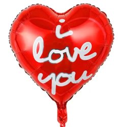 I Love You, szív, piros, Fólia lufi, 18