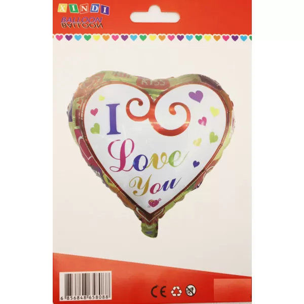 I Love You, szív, szivecskékkel, Fólia lufi, 18