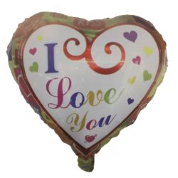 I Love You, szív, szivecskékkel, Fólia lufi, 18