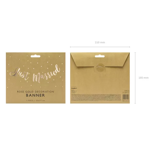 Just Married, rose gold, 20x77 cm, banner