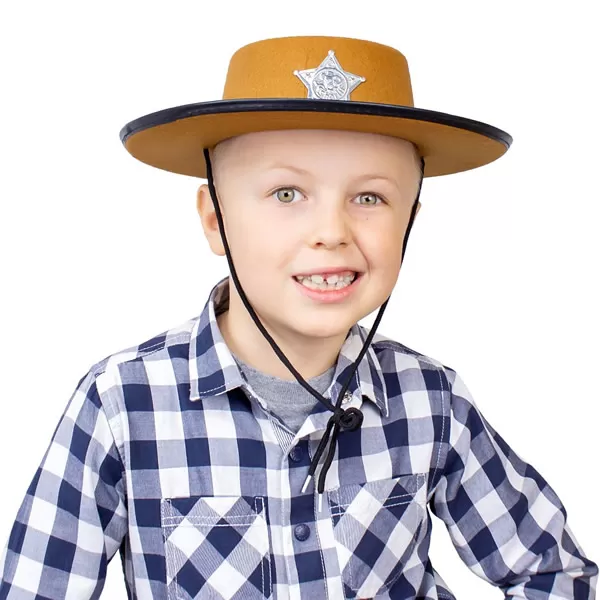 Kalap, cowboy, barna, csillaggal, gyermek méret
