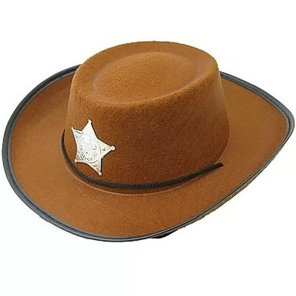 Kalap, cowboy, barna, csillaggal, gyermek méret