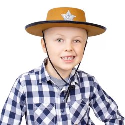 Kalap, cowboy, barna, csillaggal, gyermek méret