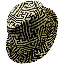 Kalap, textil, flitteres, csíkos, arany