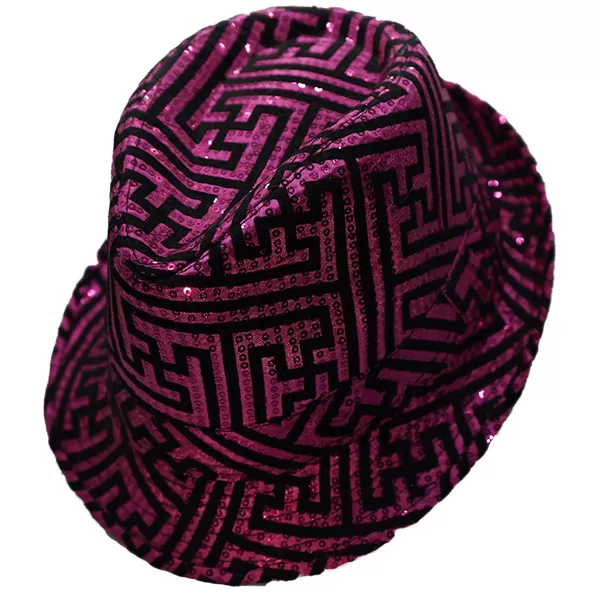 Kalap, textil, flitteres, magenta