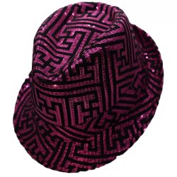 Kalap, textil, flitteres, magenta