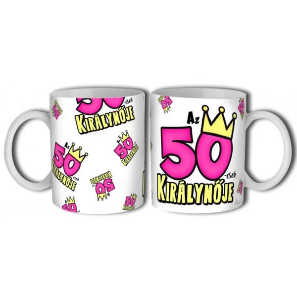 Kerámia bögre 50. születésnapra, nőknek