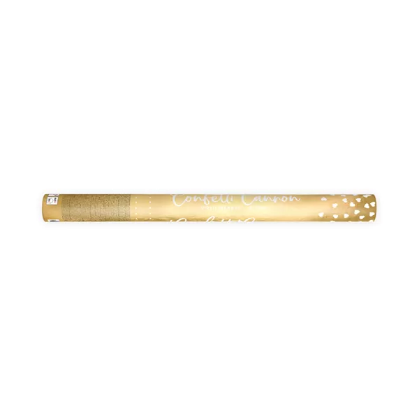 Konfetti kilövő ágyú, 60 cm, szív, arany