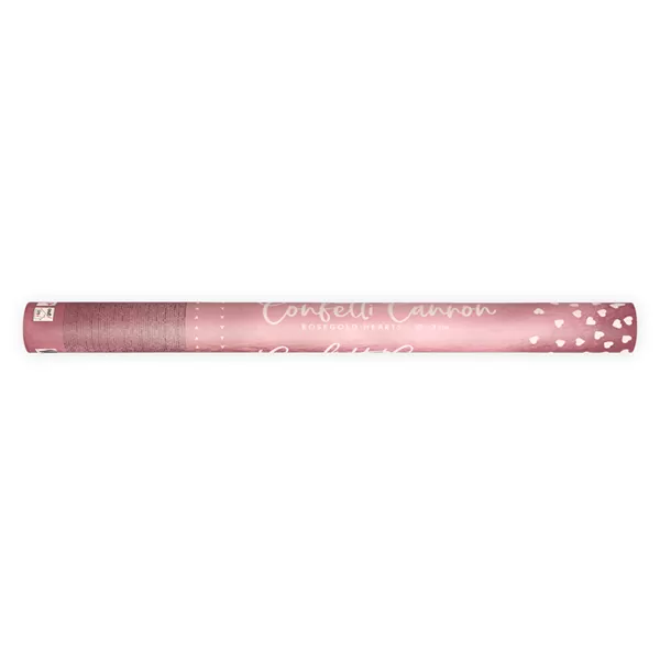 Konfetti kilövő ágyú, 60 cm, szív, rose gold