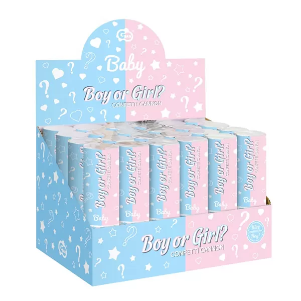 Konfetti kilövő BOY OR GIRL, bébi kék, 15 cm