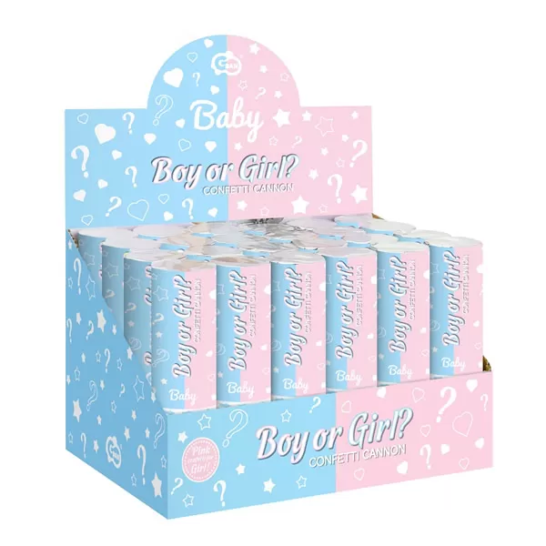 Konfetti kilövő BOY OR GIRL, rózsaszín , 15 cm