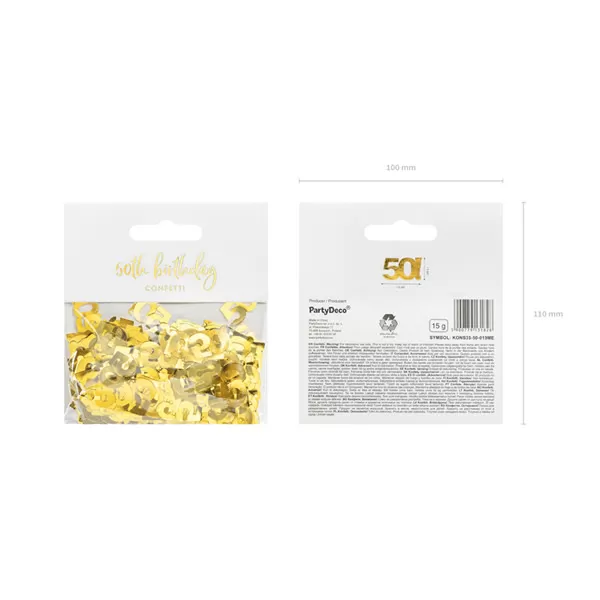 Konfetti, 50-es, arany, 15 g/csomag