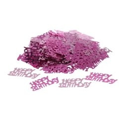 Konfetti, metál pink,  Happy Birthday, 14 g