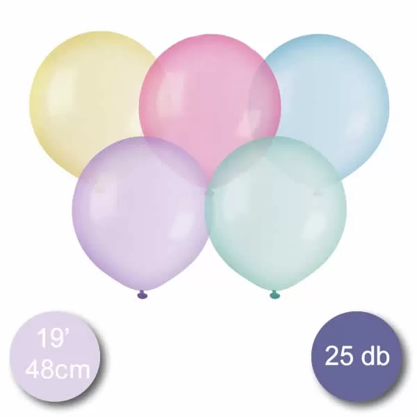 Kristály, színes  latex lufi, gömb,  48 cm átmérő, 25 db/csomag