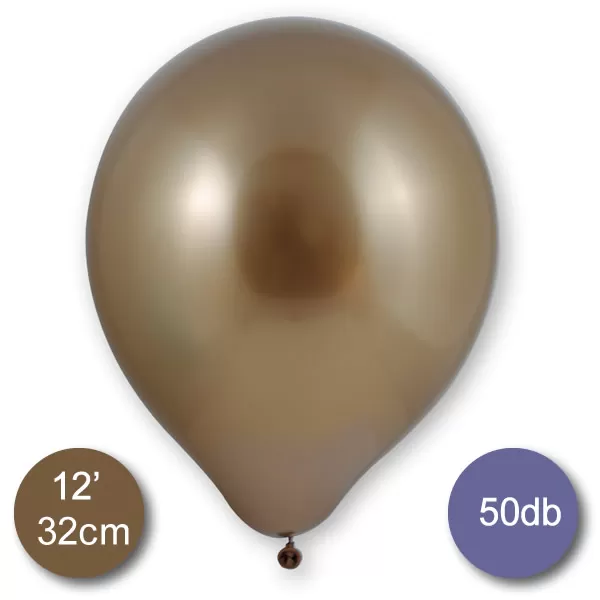 Króm (tükör) lufi, arany színben, 50db/cs