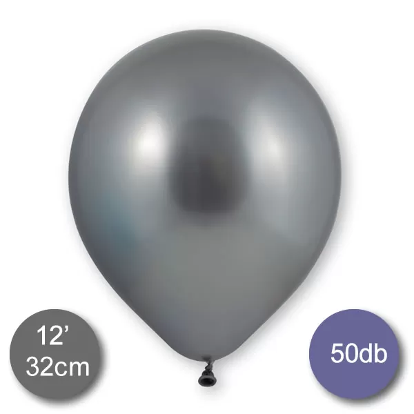 Króm (tükör) lufi, ezüst színben, 50db/cs