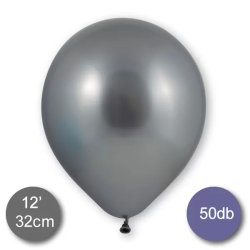 Króm (tükör) lufi, ezüst színben, 50db/cs