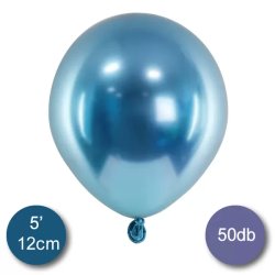 Króm (tükör) lufi, kék színben, 50 db/cs, 12cm