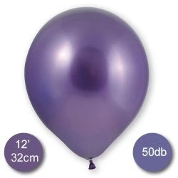 Króm (tükör) lufi, lila színben, 50db/cs