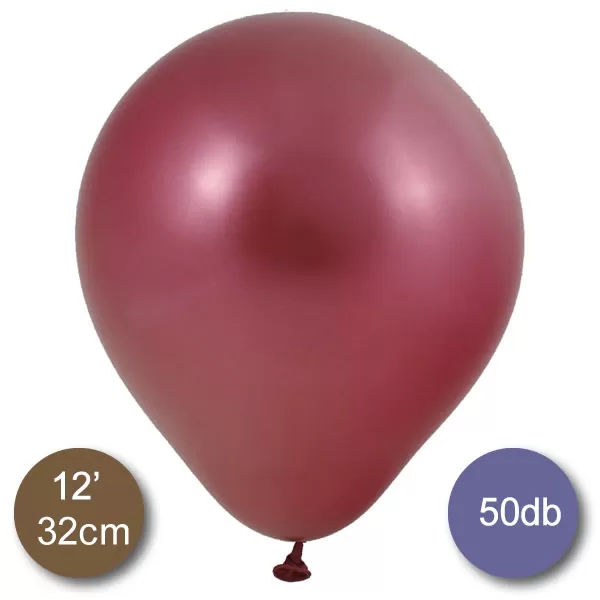Króm (tükör) lufi, piros színben, 50db/cs