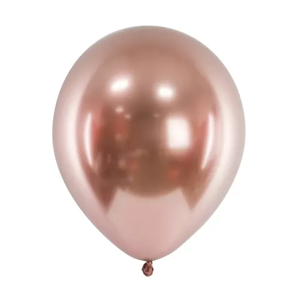 Króm (tükör) lufi, rose gold színben, 30cm, 50 db/cs