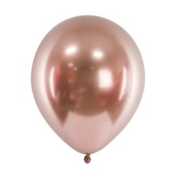 Króm (tükör) lufi, rose gold színben, 30cm, 50 db/cs