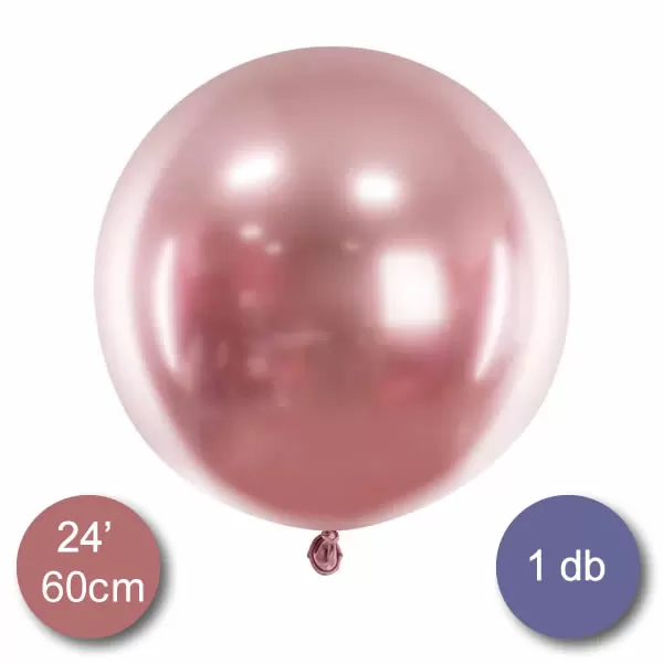 Króm (tükör) lufi, rose gold színben, 60 cm