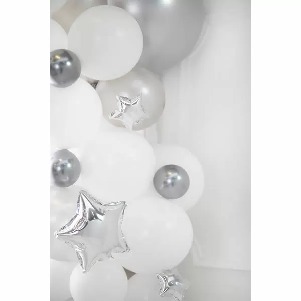 Króm (tükör) lufi, sötét ezüst (ólom) színben, 50 db/cs, 12cm