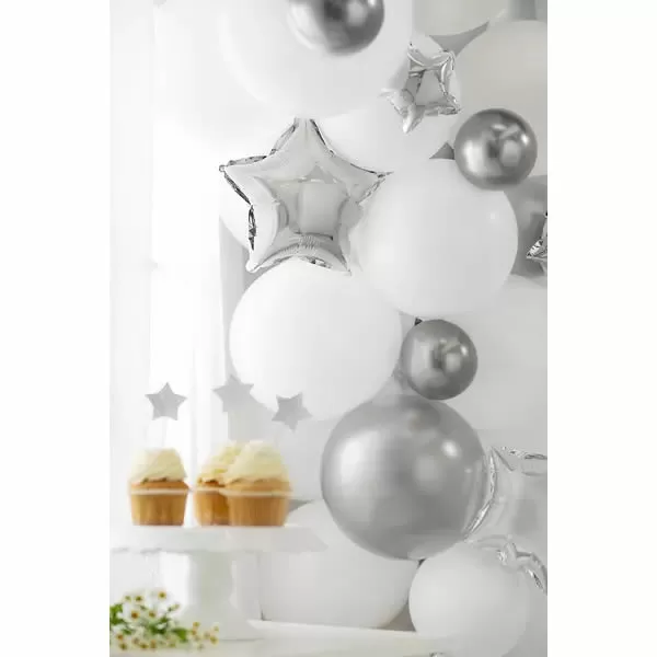 Króm (tükör) lufi, sötét ezüst (ólom) színben, 50 db/cs, 12cm