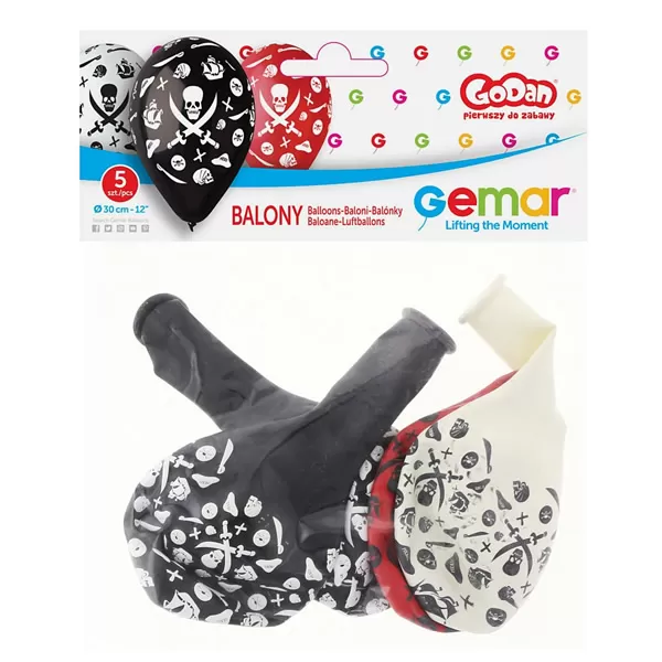 Léggömb kalóz mintával, d30cm,  5 db/cs