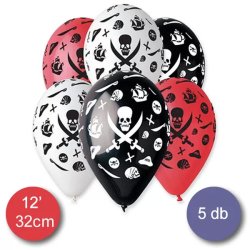 Léggömb kalóz mintával, d30cm,  5 db/cs