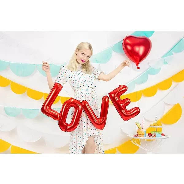 LOVE felirat, fólia lufi, 140 X 35cm, piros